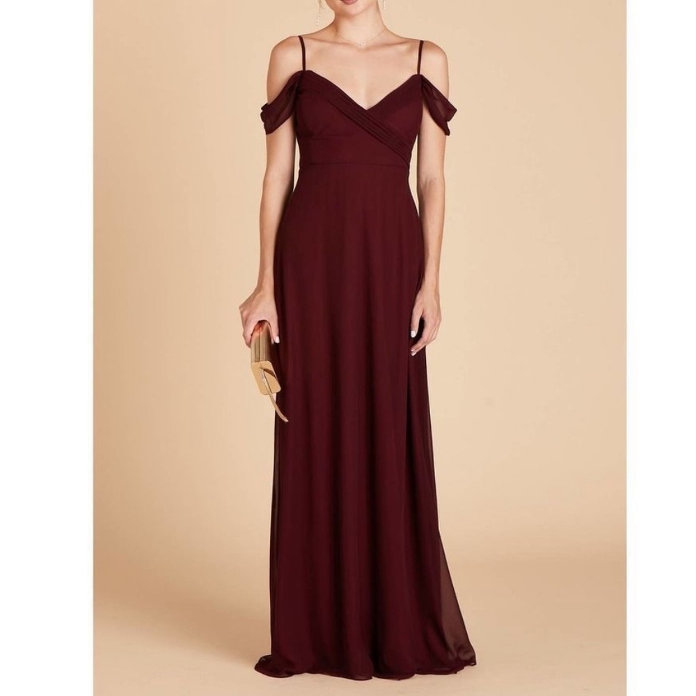 Birdy Grey Spence Cabernet Maroon Off Shoulder Convertible Bridesmaid Maxi Dress